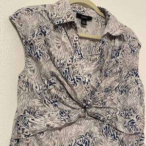 ALFANI Animal print Knotted Sleeveless Shirt Size XL
